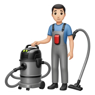 técnico de limpieza hombre sujetando la manguera de una aspiradora de agua sticker