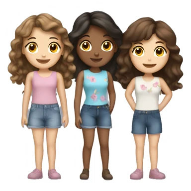 three brunette best friend girls sticker
