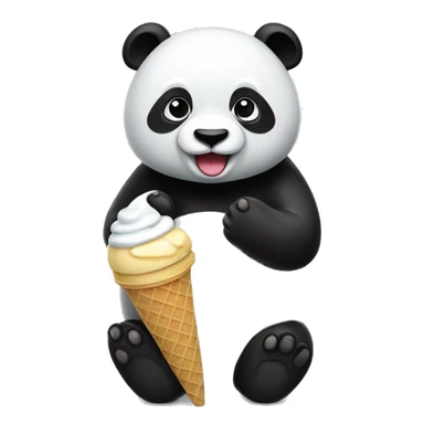 Panda eating ice cream and black sticker