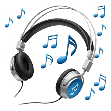 Icon for R&B Music Listening: headphones, a music player with R&B album covers, and musical notes floating around. The icon should convey the smooth and soulful vibe of R&B music. Transparent background. sticker