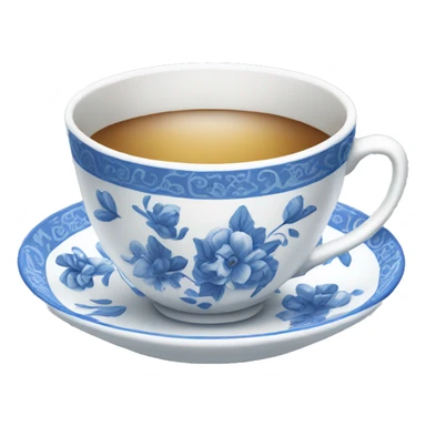 blue and white teacup sticker