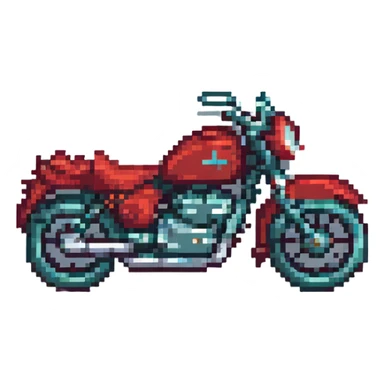 red motorcycle pixel art icon, very minimal, less detail, optimized for web app favicon sticker