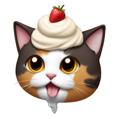 Icecream with fat calico cat sticker