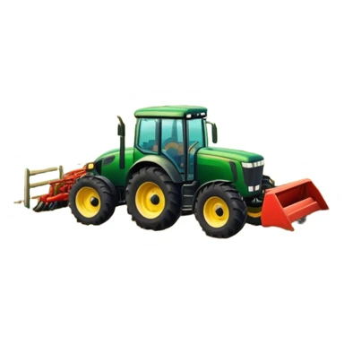 An icon featuring a vibrant rural landscape with a tractor plowing fields, inspired by Farming Simulator 22. The design includes lush green fields, a barn, and a scenic countryside with trees and mountains in the distance. Transparent background sticker