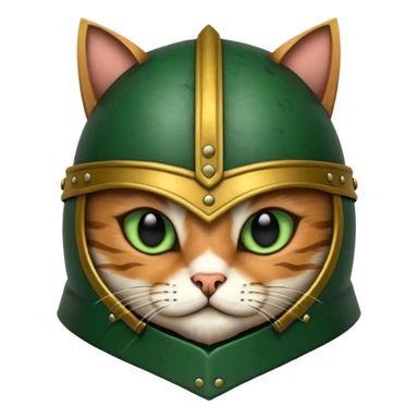 Crea un gato atigrado con armadura y casco medieval  sticker