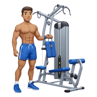 standing fit man with blue shorts cable-machine exercise sticker