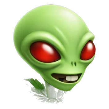 Alien having weed with red veiny eyes sticker
