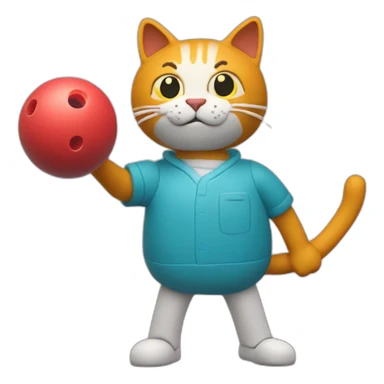 Plasticine cat with a bowling ball in his hand sticker