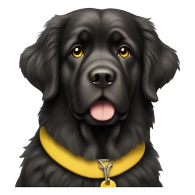 Newfoundland with yellow collar sticker