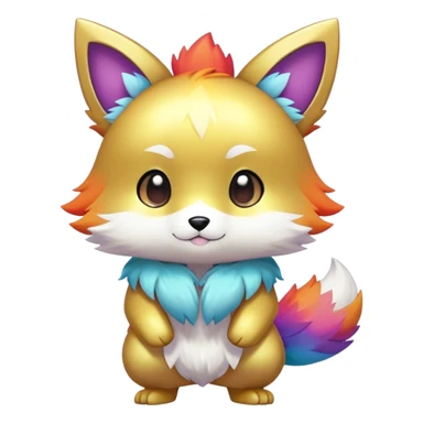 Cute Kawaii Chibi Anthro Fur-Sona Pretty Shiny Colorful Fakemon Full Body sticker