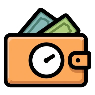 wallet with a clock on it, representing quick services at affordable prices sticker