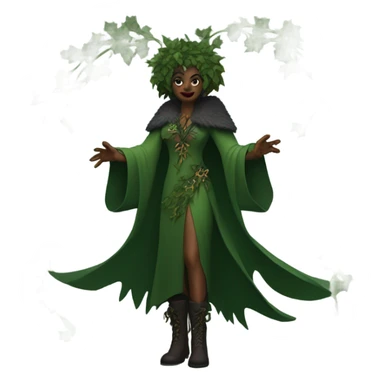 the morrigan dark version green man vines style furr robe stylish boots sticker