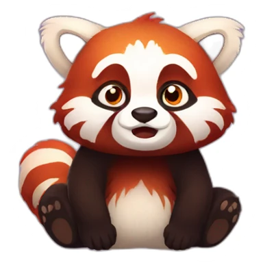 Fluffy red panda scared afraid sticker