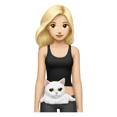 blonde girl in tank top with white and black cat sticker