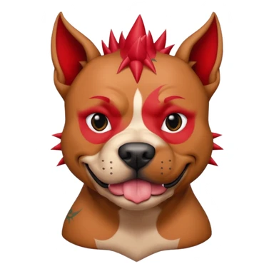 very tattoed face pitbull dog with red spiky hair sticker