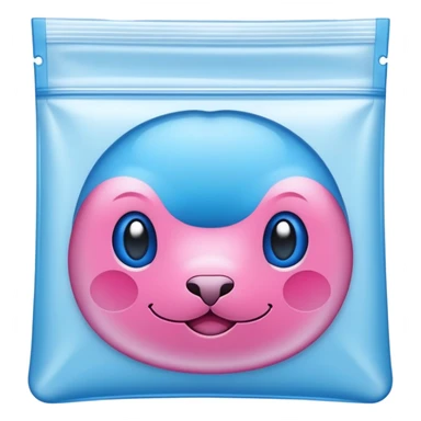ziplock bag with blue and pink seal, empty sticker