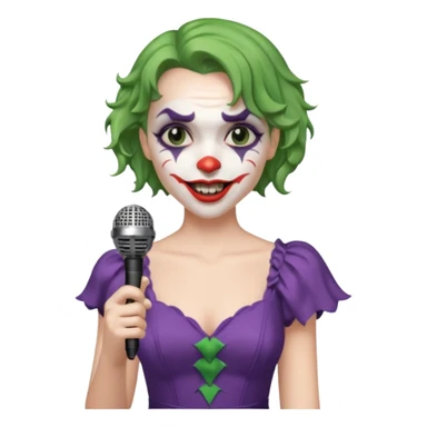 joker with dress, microphone, singing sticker