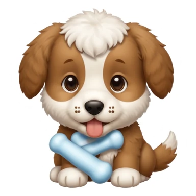 puppy face with white bone in mouth sticker