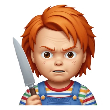 Un emojin de chuky effrayant avec un couteau à la main  sticker