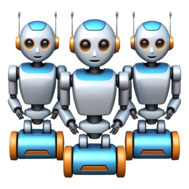 create a realistic emoji showing logistic robots and KI sticker