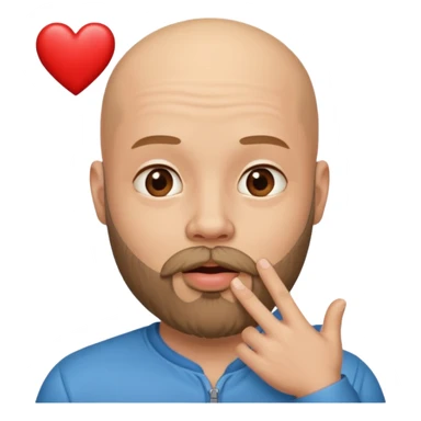 Un homme chauve barbu qui envoi un bisous cœur sticker