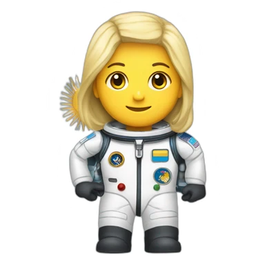 Un astronauta con cara de mujer rubia y la bandera argentina en su traje sticker