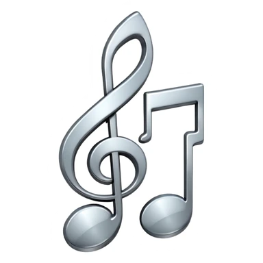 music note with a chromic metal texture, no gold sticker