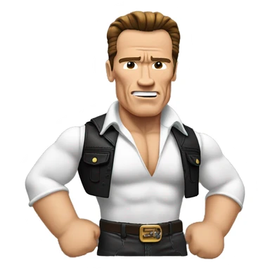 Arnold Schwarzenegger with German leather Parts sticker