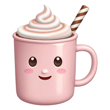 Light Pink mug of hot chocolate with marshmallows  sticker