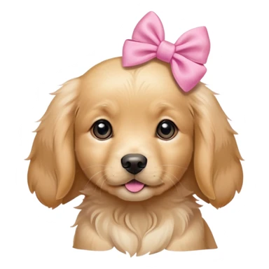 female golden retriever puppy with pink bows above her ears sticker