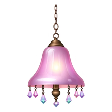PInk iridescent Bell with chained hanging crystals LAMP sticker