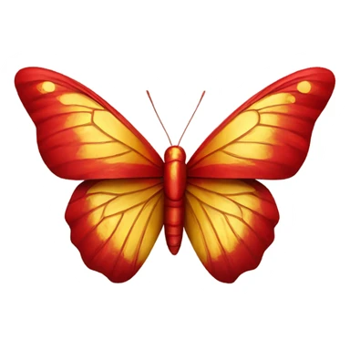 Red and gold butterfly sitting on a large red bow sticker