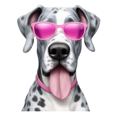 Blue Merle Great Dane wearing pink sunglasses sticker