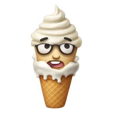 Ice cream cone with vanilla ice cream and a man’s head on top sticker