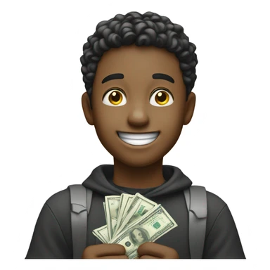 happy moments of a boy with money  sticker