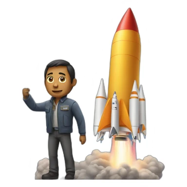 man launch rocket to a city sticker