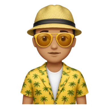 fotographer with yellow patterned summer clothes and sun glasses sticker