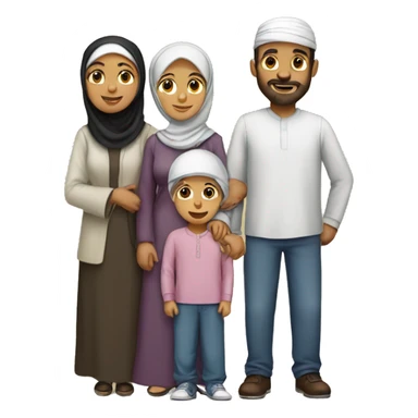 Muslim family with husband, wife, 2 boys, and 1 girl sticker