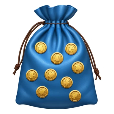 blue coins inside brown money bag sticker
