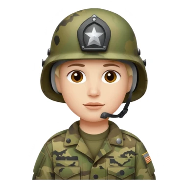 make a brave US soldier with white and natural skin like a human sticker