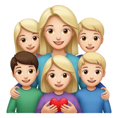 woman with 5 children sticker