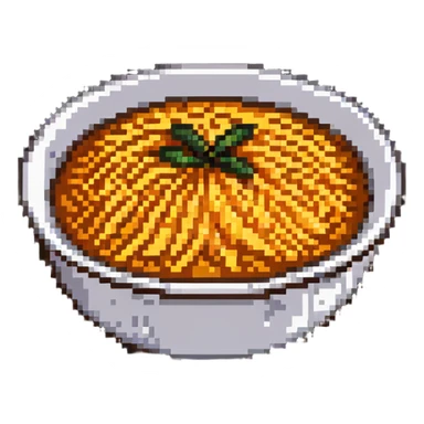 bowl of orange rice, pixel style sticker