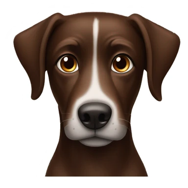 Dark brown dog with one ear half up and one ear down with a long snout sticker