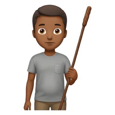 Black man holding a long brown stick by his stomach sticker