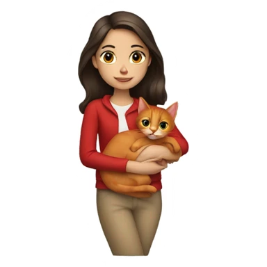 brunette girl with red cat sticker