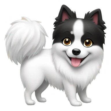 Japanese spitz dog hug black hair gril sticker