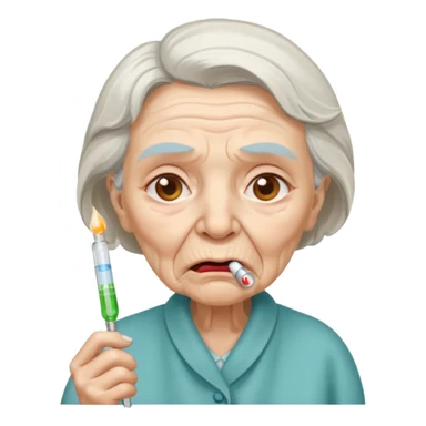 sick old woman with thermometer on her mouth sticker