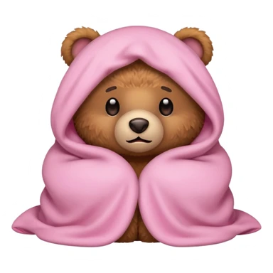 Scared teddy bear hiding under light pink covers sticker