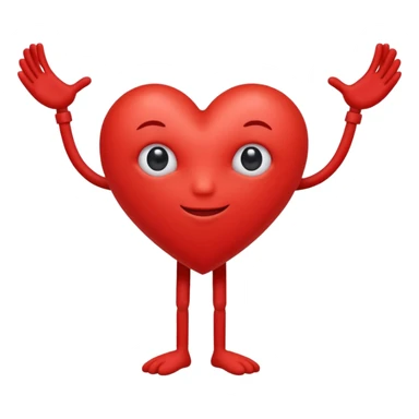 Red heart with arms and legs with one eye ball sticker