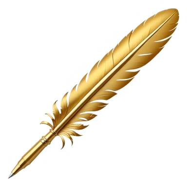 3D perspective academic premium golden ink feather pen sticker